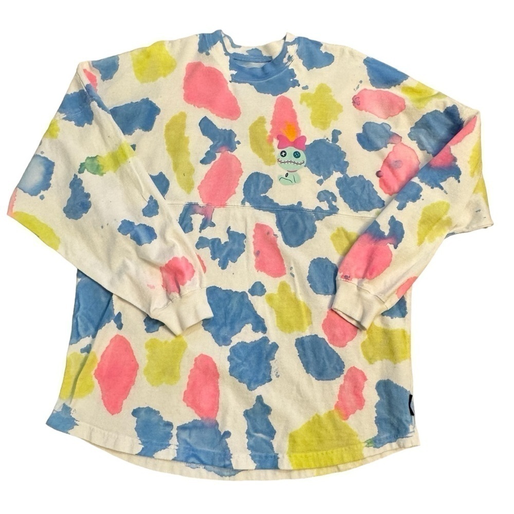 Disney Stitch Ohana Spirit Jersey Sweatshirt Neon Multicolor Oversized Size M